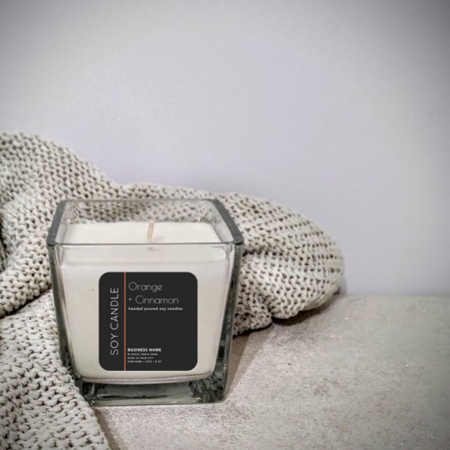 Minimalist black white  typography soy candle  square sticker (Creator Uploaded)