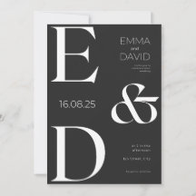 Minimalist Black & White Typography Wedding Invita