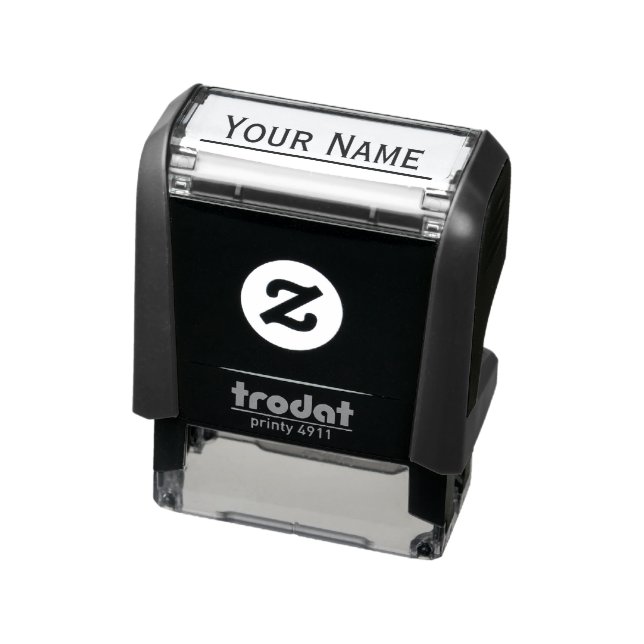 Minimalist Black & White Underscored Custom Name Self-inking Stamp (Product)