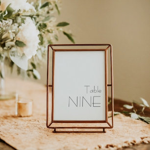 Minimalist Black White Vintage Typography NINE Table Number