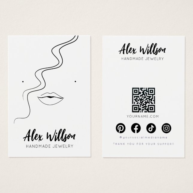 Minimalist Black White Wavy Hair Jewelry Display (Front & Back)