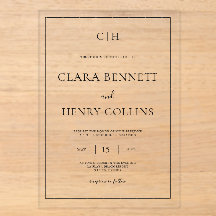 Minimalist Black White Wedding Acrylic Invitation