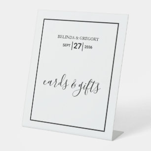 Minimalist Black White Wedding Cards & Gifts Pedestal Sign