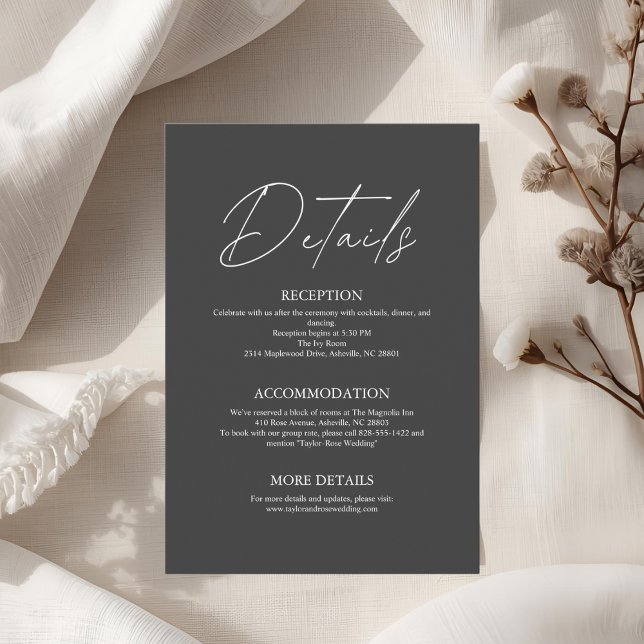 Minimalist Black & White Wedding Details  Enclosure Card (Creator Uploaded)