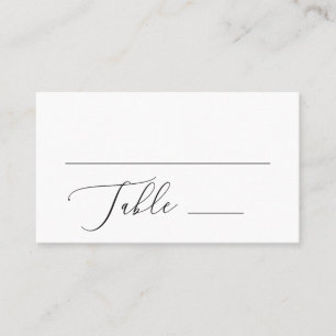 Minimalist Black & White Wedding   Elegant Script Place Card