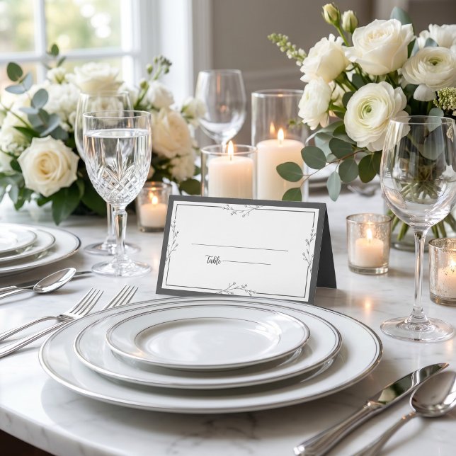 Minimalist Black & White Wedding Folded Place Card (Creator Uploaded)