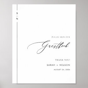 Minimalist Black & White Wedding Guest Book Sign