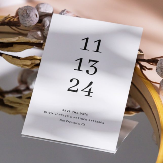 Minimalist Black & White Wedding | Large Date Save The Date (Creator Uploaded)