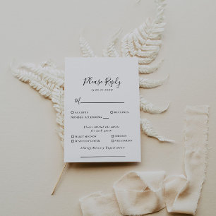 Minimalist Black White Wedding Menu Choice Reply