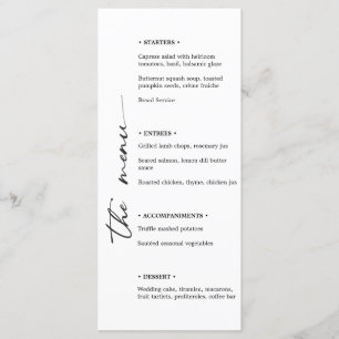 Minimalist Black & White Wedding Menu with Vertica