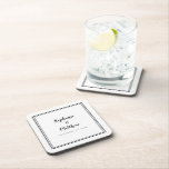 Minimalist Black White Wedding Modern Newlywed Coaster<br><div class="desc">Simple, minimalist and chic Wedding coaster features a modern design with a double framed border in sophisticated black on a crisp white background. This modern simple design provides timeless, classic sophistication. Personalize names of couple and event date in elegant black lettering and script. These are a perfect keepsake for your...</div>