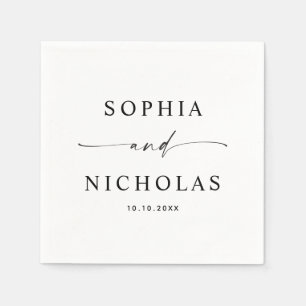 Minimalist Black & White Wedding   Modern Script Napkin