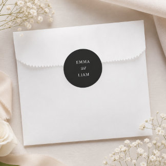 Minimalist Black & White Wedding Monogram Sticker
