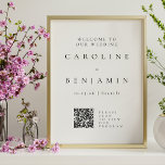 Minimalist Black White Wedding Program QR Code Poster<br><div class="desc">Simple Minimalist Modern Wedding Welcome Program QR Code Sign with White Background and Black Text</div>