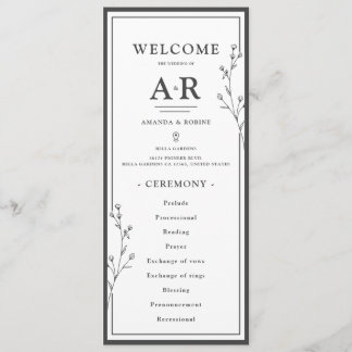 Minimalist Black & White Wedding Programme
