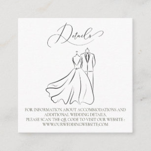 Minimalist Black White Wedding QR Code Details Enclosure Card