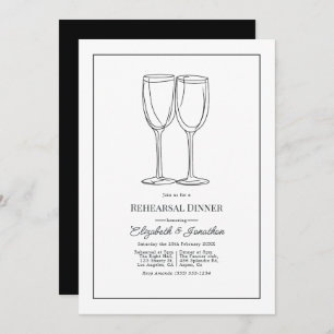 Minimalist Black & White Wedding Rehearsal Dinner Invitation