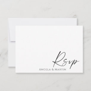 Minimalist Black White Wedding Response Card