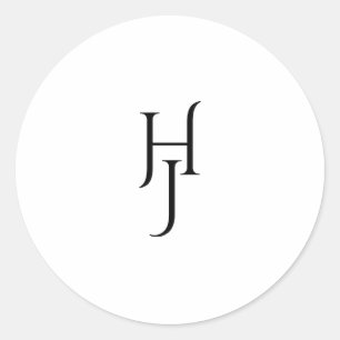 Minimalist Black White Wedding Round Sticker