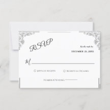 Minimalist Black & White Wedding RSVP Card