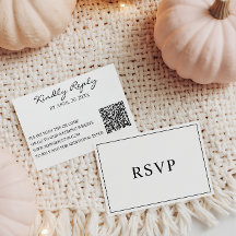 Minimalist Black & White Wedding RSVP QR Code