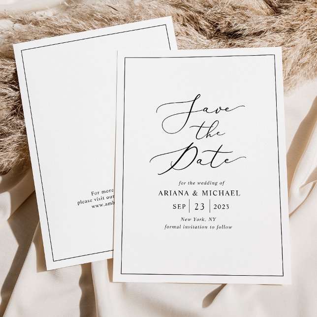 Minimalist Black White Wedding Save The Date Card  (Creator Uploaded)