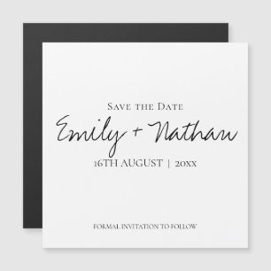 Minimalist Black White Wedding Save the Date  Magn Magnetic Invitation