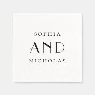 Minimalist Black & White Wedding   Simple Clean Napkin