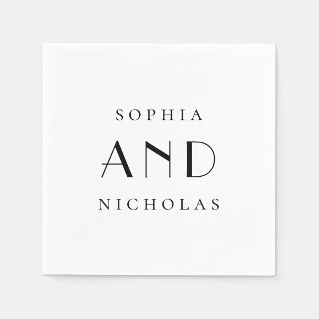 Minimalist Black & White Wedding | Simple Clean Napkin (Front)