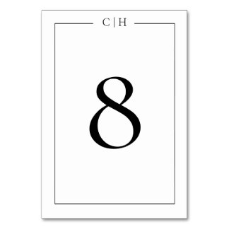 Minimalist Black White Wedding Table Number