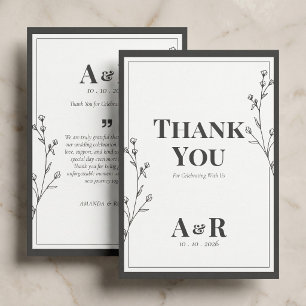Minimalist Black & White Wedding Thank You Card