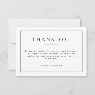 Minimalist Black & White Wedding Thank You Card