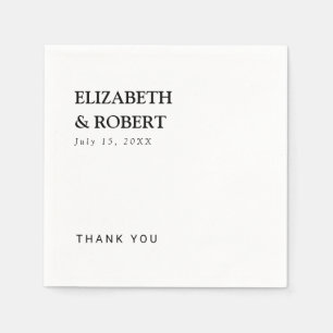 Minimalist Black & White Wedding Traditional Chic Napkin