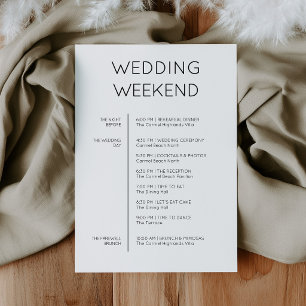 Minimalist Black & White Wedding Weekend Card