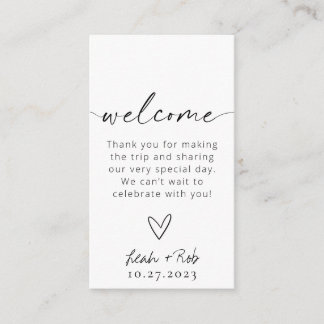 Minimalist Black & White Wedding Welcome Bag Tags Enclosure Card