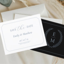 Minimalist Black With Blue Wedding Save The Date
