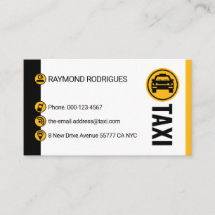 Minimalist Black Yellow Taxi Stripes Driving Business Card