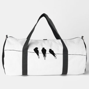 Minimalist Blackbirds Silhouette on Wire Duffle Bag