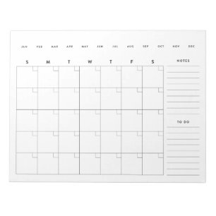Minimalist Blank Monthly Calendar Planner Notepad