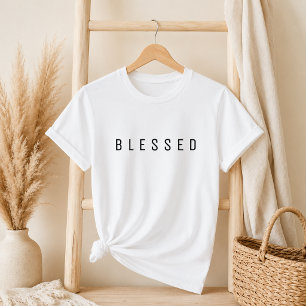 Minimalist BLESSED Text White T-Shirt