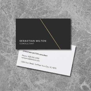 Minimalist Bllack Faux Gold Line Consultant Business Card