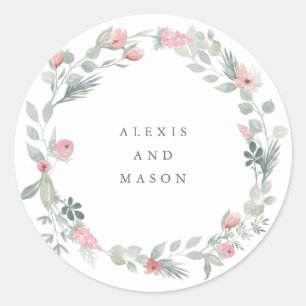 Minimalist Bloom   Wedding Classic Round Sticker