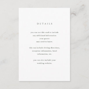 Minimalist Bloom   Wedding Guest Details Enclosure Card