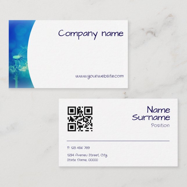 Minimalist blowball photography QR Business Card (Front/Back)