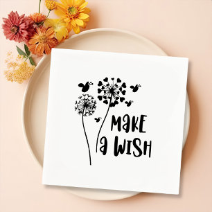 Minimalist Blowing Dandelion Make A Wish Napkin