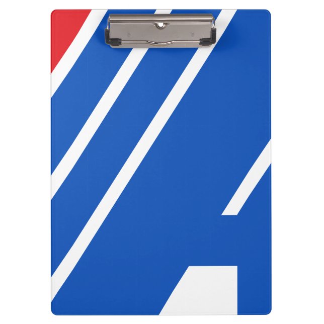 Minimalist Blue and Red Geometric Stripe Clipboard (Front)