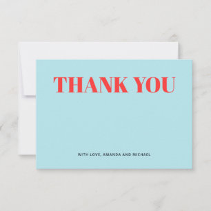 Minimalist Blue and Red Thank You Card