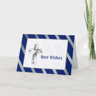 Minimalist Blue and Silver Stripe  Confirmation Card