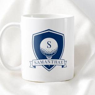 Minimalist Blue and White Modern Initial Monogram Coffee Mug