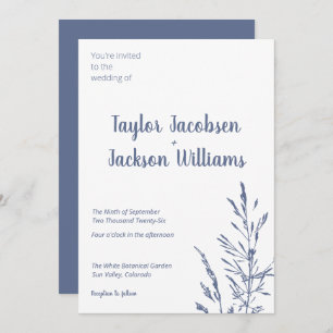 Minimalist Blue and White Wedding Invitation